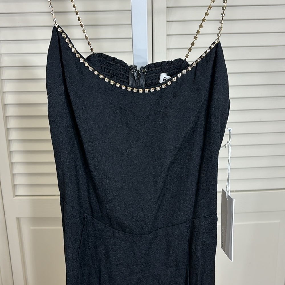 NWT Reformation Baltimore Dress Diamond Details Black Size 0 - Picture 7 of 16